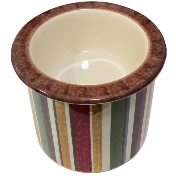 Pier1 Hand-Painted Round Fall Colors Cold/Hot Sauce Dip Bowl & Cannister 2Piece - Picture 3 of 6